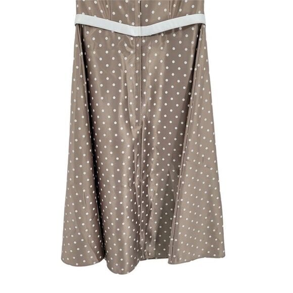 Vtg 80's Retro 60's Satin Strapless Bow Accent Waist Polka Dot Aline Dress Sz 6 - Picture 9 of 14